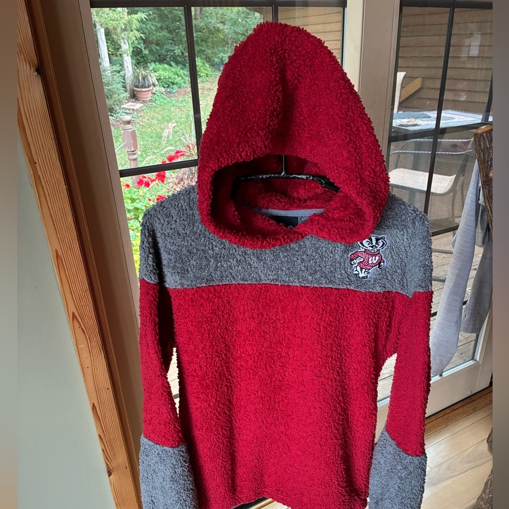 GEN2 Red‎ and Gray Fleece Hooded Pullover Sz. M Hooded Jacket